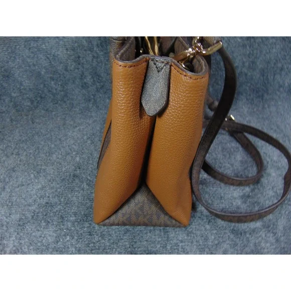 Michael Kors Mercer Small Satchel Bag Brown Monogram Pebble Leather - Picture 10 of 16